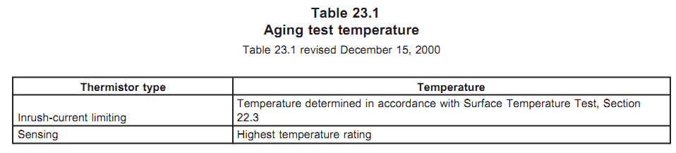 NTC温度传感器UL认证老化测试（Aging test)要求